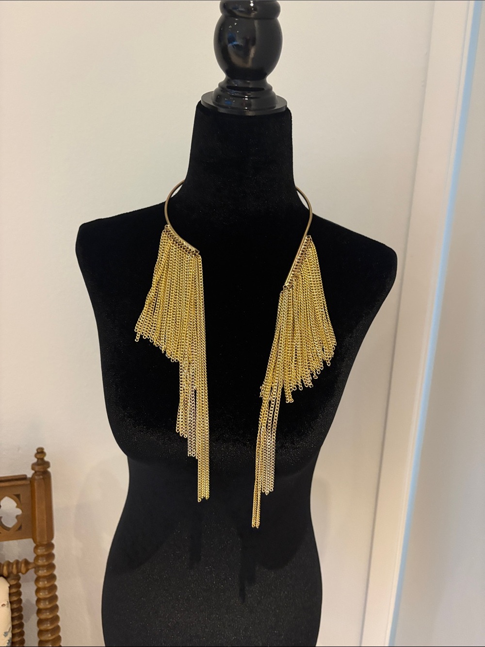 Gold Fringe Statement Collar Necklace - Women Jewelry